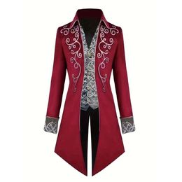 Steampunk Gothic Embroidered Victorian Jacket for Men - Vintage Tailcoat with Medieval Frock Coat Design and Renaissance Costume Style