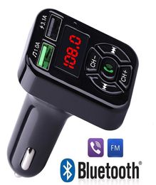 FM Adapter A9 Bluetooth Car Charger FM Transmitter with Dual USB Adapter Hand MP3 Player Support TF Card for Phone Universal7011815