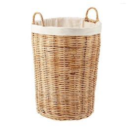 Laundry Bags Round Tapered Rattan Hamper Natural Storage Baskets