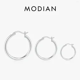 Hoop Earrings MODIAN 925 Sterling Silver Bold Classic Simple French 18K White Gold Plated For Women Fine Jewellery