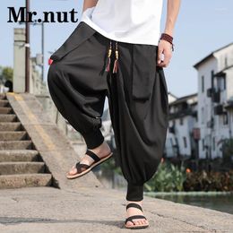 Men's Pants Mr.nut Hip Hop Ice Silk Loose Harem Stylish Clothing Oversize Wide Leg Lantern Unisex Baggy Trousers Joggers