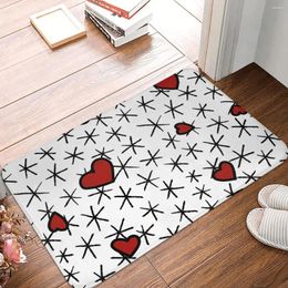 Carpets Red Hearts Non-slip Doormat Carpet Living Room Bedroom Mat Prayer Indoor Modern