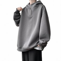 high Quality Turtleneck Hoodie Zipper Pullovers Streetwear Hip Hop Hooded Sweatshirt Men Clothing Korean Couples Harajuku Coat U94r#