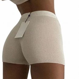 summer Knit Shorts Cott White Women Casual Mini Black Sexy High Waist Ribbed Streetwear Basic Biker Shorts High Stretched E21m#