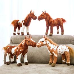 Simulation Horse Plush Toys Cute Stuffed Animal Doll Soft Realistic Standing Horse Toy Kids Boys Birthday Gift Home Decoration 240315