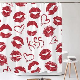 Shower Curtains Modern Love Red Heart Waterproof Bathroom 3d Print Large 240X180 Decoration With Hooks Curtain