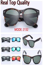 sunglasses new 2132 top quality UV400 real glass lenses sun glasses des lunettes de soleil leather case retail package every4702119