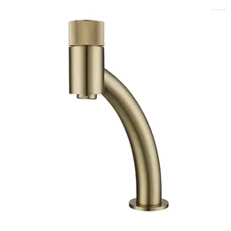 Bathroom Sink Faucets Shower Button Brushed Gold Wash Basin And Cold Water Faucet Creative Full
