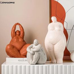 Sculptures Lennuoma Sculptures Grosses Femmes Abstract Fat Lady Figurines Vintage Woman Statue Resin Crafts Gifts Home Decoration Figures