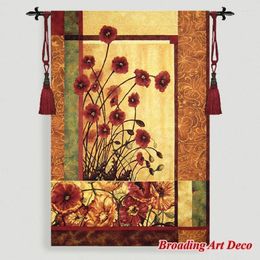 Tapestries Beautiful Modern Poppies Jacquard Weave Tapestry Wall Hanging Gobelin Home Art Textile Decoration Aubusson Cotton 135x85cm