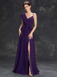 Basic Casual Dresses Mgiacy Irregular one-shoulder flanged halter chiffon full split jumpsuit Evening gown Ball dress Party Bridesmaid yq240328