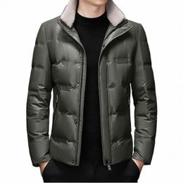 2023 New Men Down Jacket Winter Coat Middle Age Lightweight Parkas Short Leisure Loose Outwear Warm Simple Fi Overcoat 042i#