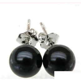 Dangle Chandelier Earrings Jewellery 925 Sier Match 7.5Mm Perfect Round Black Akoya Pearl Earring Drop Delivery Ot7Of