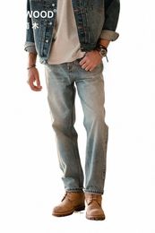 simwood 2024 Spring New Loose Straight W Vintage Jeans Men 13 Oz Denim Trousers Plus Size Brand Clothing SM230078 b20y#