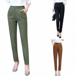 women's Stretch Harem Pants High Waist Work Trousers Plus Size Casual Trousers g1u0#