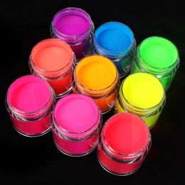 Lastoortsen 9pcs Neon Acrylic Powder Nail Art Decorations Fluorescent Pigment Engraving Powder Set for Nail Extension Acrylic Nail Supplies