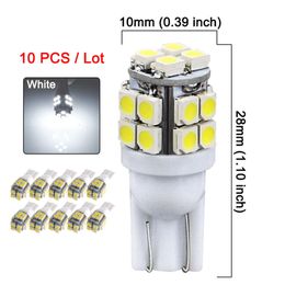 Upgrade 10 PCS T10 W5w 194 LED Bulb 12V 3528 20Smd 7000K White Auto Interior Dome Reading Light Car Signal Wedge Side Licence Plate Lamp