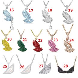 Swarovskis Jewelry Necklace High Quality Gradient Blue Black White Red Swan Necklace for Women Swallow Swan Collar Chain