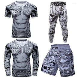 Men's Tracksuits Men Spadenx Muscle Long Sleeve Rashguard T-shirts Wrestling Martial Arts Pants Cody Lundin Mma Clothing Running Compression