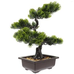 Decorative Flowers Simulated Welcoming Pine Potted Ornaments Faux Bonsai Trees Fake Plant Flowerpot