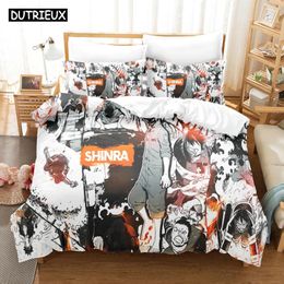 Bedding Sets 3D Printed Fire Force Desktop Anime Set Down Quilt Cover With Pillowcase Double SIngle King My Dress-U