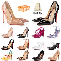 With Box Designer High Heels Red Bottoms Pumps Brand Stiletto Point Toed Pointy Slingback Heel Luxury Bottom Rubber Wedding Office Loafers Shoes Women Sandals