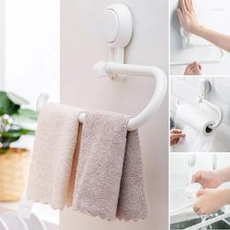 Hooks Towel Rack Roll Paper Storage Holder Kitchen Bathroom Non Punch Wall Mounted