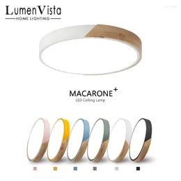 Ceiling Lights Modern LED Nordic Circular Wooden Macaron Lamp Living Room Bedroom Study Balcony Home Lighting Fixtures