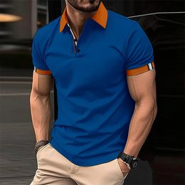 Spring Summer Short Sleeve Casual Mens Polo Shirts Patchwork Buttoned Lapel Loose Pullover Tops Men Clothes Fashion Polo T-shirt 240321