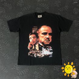 Men's T Shirts 24SS Top Quality GODFATHER Character Graphics Vintage Men Women Casual Loose Cotton Tops Tees Shirt