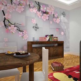 Wallpapers Large Mural Wallcoverings 3D Abstract Pink Flower Custom Size Po Wallpaper TV Backdrop Stereoscopic Murals Wall Paper Roll