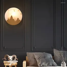 Wall Lamps Nordic Minimalist Lamp Creative All Copper Marble Bedroom Living Room Restaurant Light El Balcony Lighting Fixture