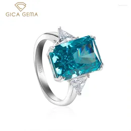 Cluster Rings GICA GEMA 925 Sterling Silver Radiant Cut Created Moissanite Diamond Gemstone Wedding Party Women Fine Jewellery Gifts