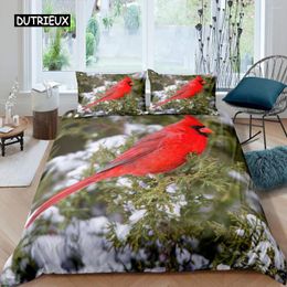 Bedding Sets Cardinal Duvet Cover Set Red Bird For Child Youth Pine Tree Comforter Animal Snow King Size Soft Quilt