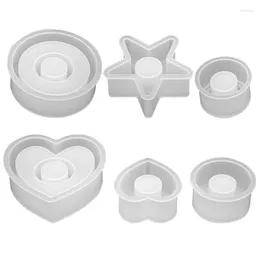 Baking Moulds Geometric Star Candle Holder Resin Molds Heart Round Candlestick Silicone Mold R7UB