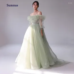 Party Dresses Sumnus Elegant A-Line Tulle Evening Strapless Illusion Sleeves Prom Dress Formal Occasion Dreamy Gowns Bespoke