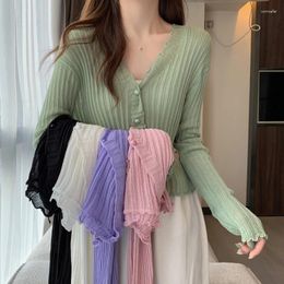 Women's T Shirts 2024 Clothing Gentle Style Fashionable V-neck Thin Top Air Conditioning Shirt Sunscreen Cardigan Women