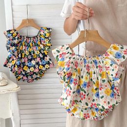 Clothing Sets Korean Summer Baby Girl Set Sleeveless Floral Top BuShorts 2pcs Girls Suit Fashion Toddler Tee