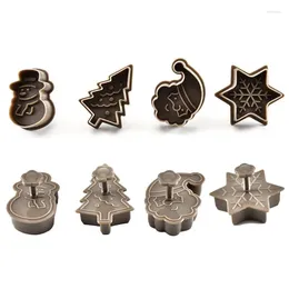 Baking Moulds Stamp Biscuit Mold 3D Cookie Plunger Cutter Christmas Tree Cake Mould Cutters 2024 Xmas Tools