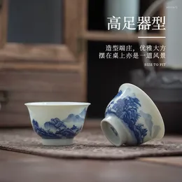 Teaware Sets Jingdezhen Handmade Hand Drawn Tea Cup Master Special Single Ceramic Retro Blue And Whitelandscape