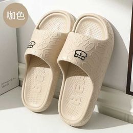 Slippers Outdoors Summer Women Men Flat Thick Platform Non-Slip Cartoon Home Bath Sandals Beach Slides Couples Ladies Shoes H240328UQ5F