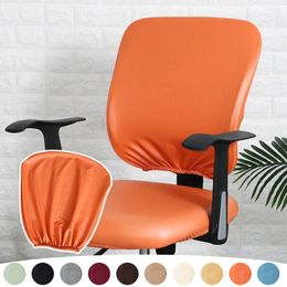 Chair Covers PU Leather Elastic Cover Solid Colour Waterproof Anti-dust Home Office Backrest Protector Durable Fashion Slipcover