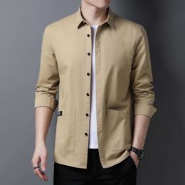 2024 New Men's Solid Color Cotton High End Non Ironing Shirt Non Fading Casual Flip Collar Shirt 7F2C7Y