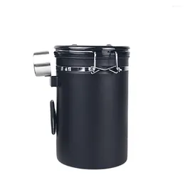 Storage Bottles Kitchen Sealing Smell Proof Stainless Steel Tea Sugar With Spoon Beans Container Coffee Canister One Way Valve Can