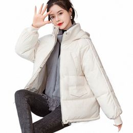 2022 New Winter Down Padded Jacket Female Short Overcoat Fi Loose Hooded Warm Parka Korean Thicke Down Cott Jacket Women q3A6#