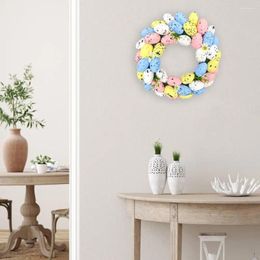 Party Decoration Door Hanging Colourful Easter Egg Flower Wreath For Front Room Spring Artificial Garland