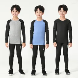 Running Sets Kids Compression Base Layer Training Suit Set Long Sleeve Shirt Quick Dry Boys Basketball Soccer Gym Workout Sportwear