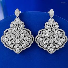 Stud Earrings S925 Silver Ear Studs Luxury Hand Set White Diamond Full Leaf Luxurious And Magnificent Female Ornament