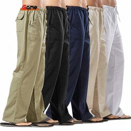 spring Linen Wide Men Pants Korean Trousers Oversize Cott Streetwear Male New Yoga Pants Casual Men Clothing Sweatpants Y2N7#