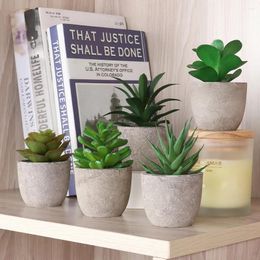 Decorative Flowers 2Pcs Mini Artificial Succulent Plants Fake Simulation Bonsai With Pots Green Desktop Ornaments Decor For Home